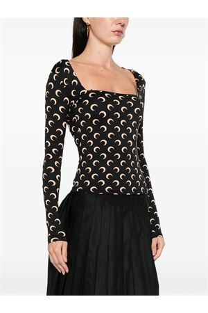 Top in tessuto elasticizzato nero e beige MARINE SERRE | WTS017ACJER0001IT99